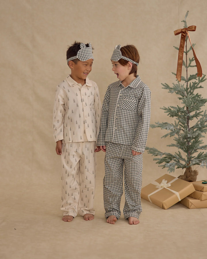 Rylee + Cru Long Sleeve Pajamas - Evergreen Gingham