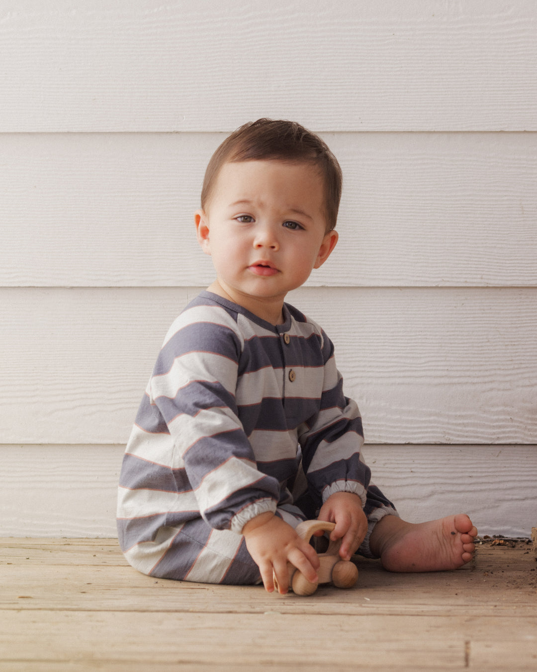 Rylee + Cru Henley Jumpsuit - Sage Stripe