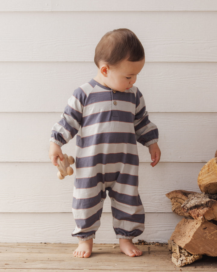 Rylee + Cru Henley Jumpsuit - Sage Stripe