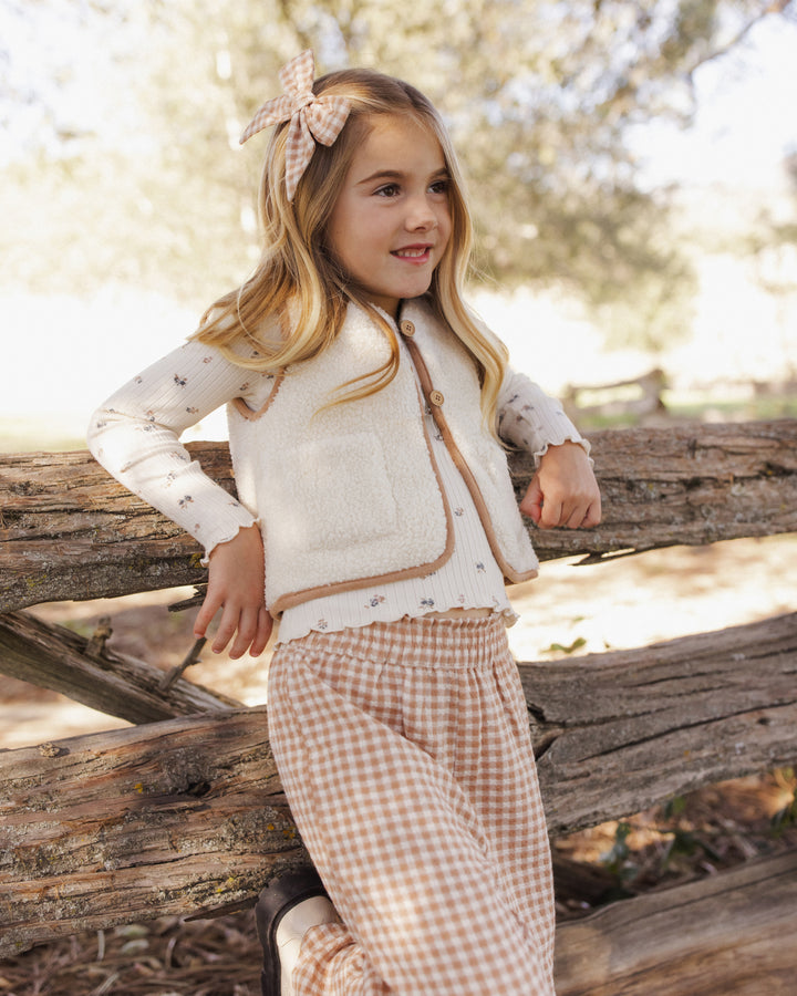 Rylee + Cru Ribbed Long Sleeve - Natural Ditsy