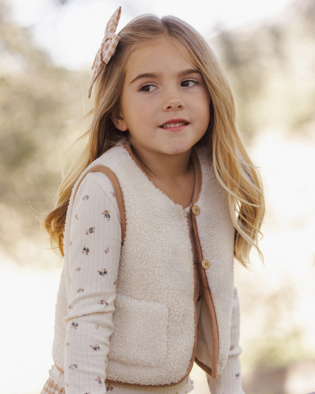 Rylee + Cru Ribbed Long Sleeve - Natural Ditsy