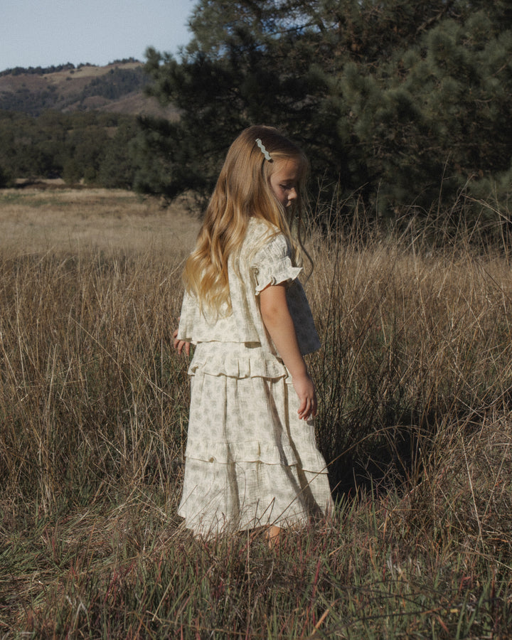 Rylee + Cru Ruffled Midi Skirt - Green Iris