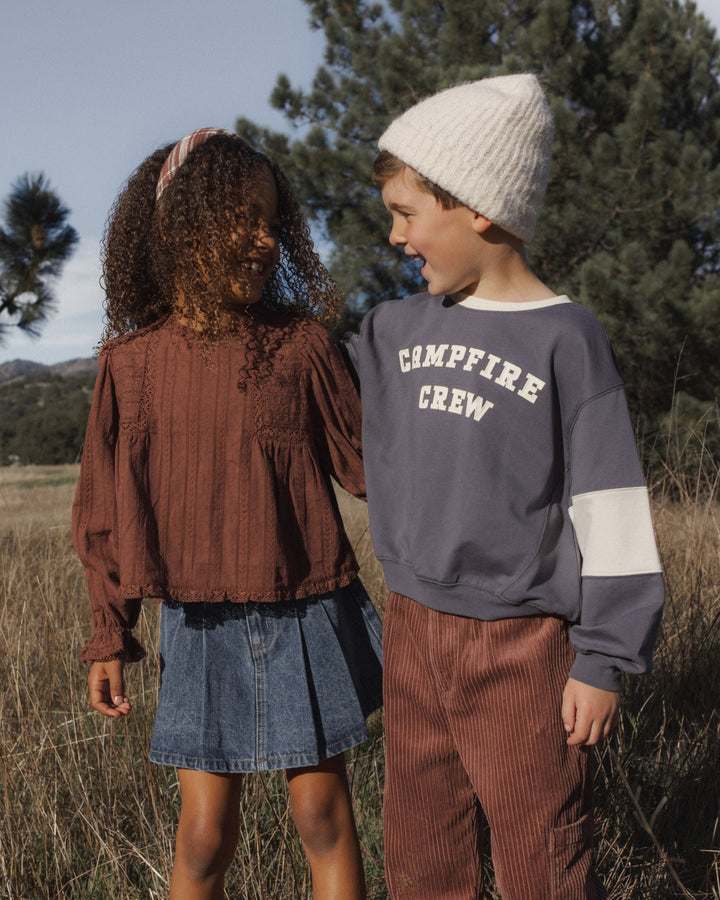 Rylee + Cru Pleated Denim Skirt - Indigo