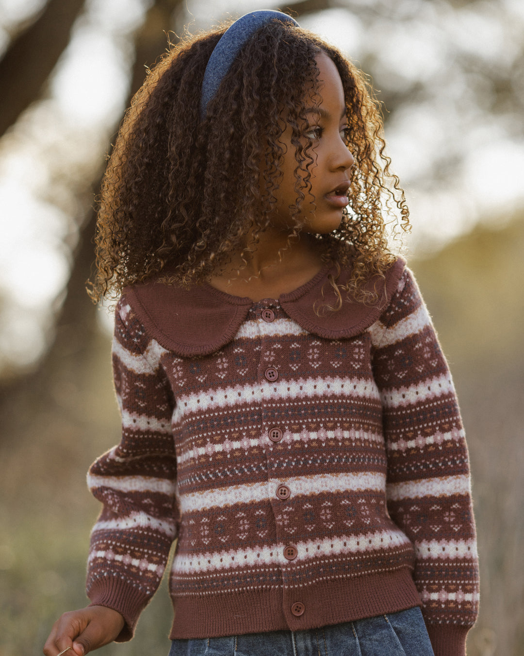 Rylee + Cru Fair Isle Cardigan - Mulberry Stripe
