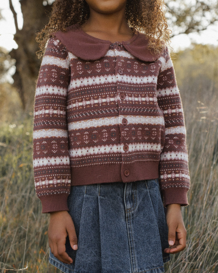 Rylee + Cru Fair Isle Cardigan - Mulberry Stripe
