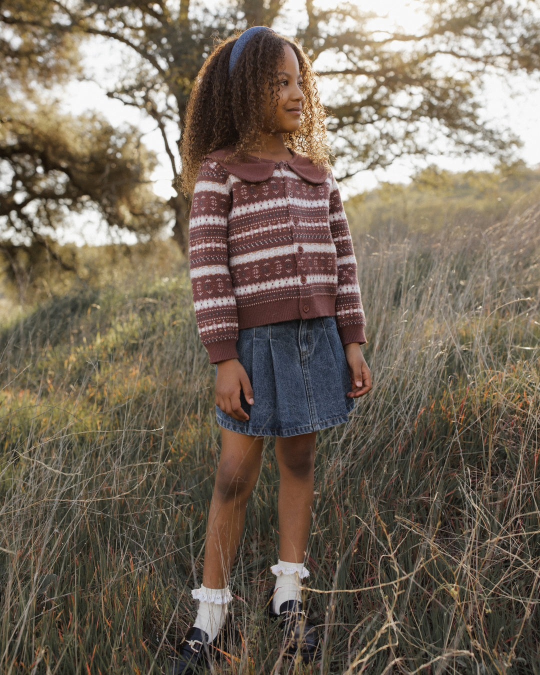 Rylee + Cru Fair Isle Cardigan - Mulberry Stripe