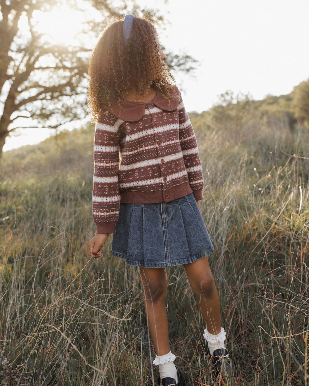 Rylee + Cru Fair Isle Cardigan - Mulberry Stripe