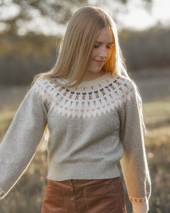 Rylee + Cru Teen Fair Isle Sweater - Sage