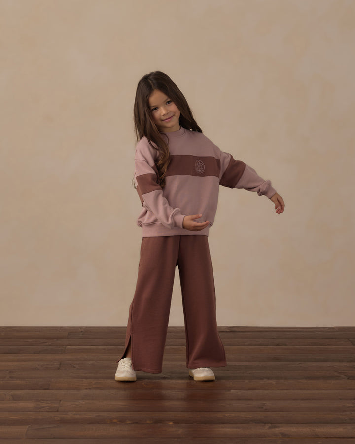 Rylee + Cru Panel Stripe Sweatshirt - Rosewood