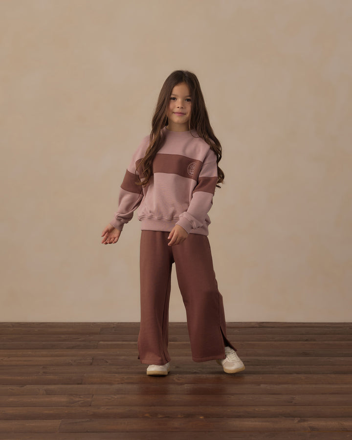 Rylee + Cru Panel Stripe Sweatshirt - Rosewood