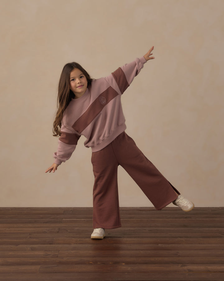 Rylee + Cru Panel Stripe Sweatshirt - Rosewood