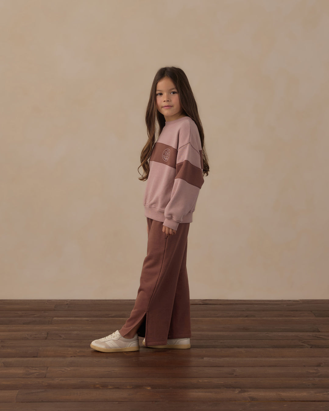 Rylee + Cru Panel Stripe Sweatshirt - Rosewood