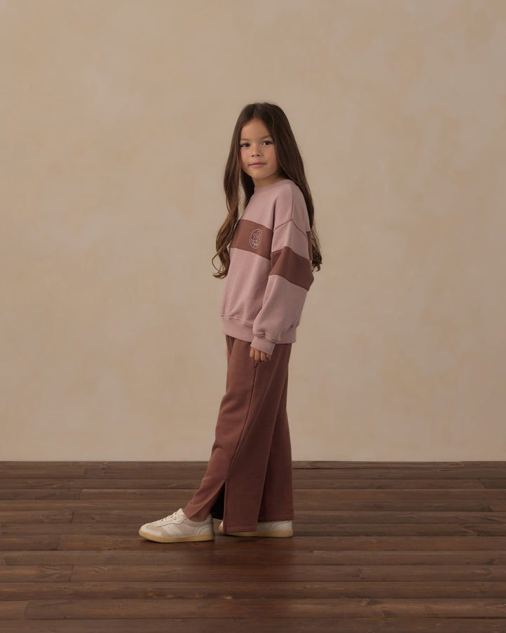 Rylee + Cru Panel Stripe Sweatshirt - Rosewood