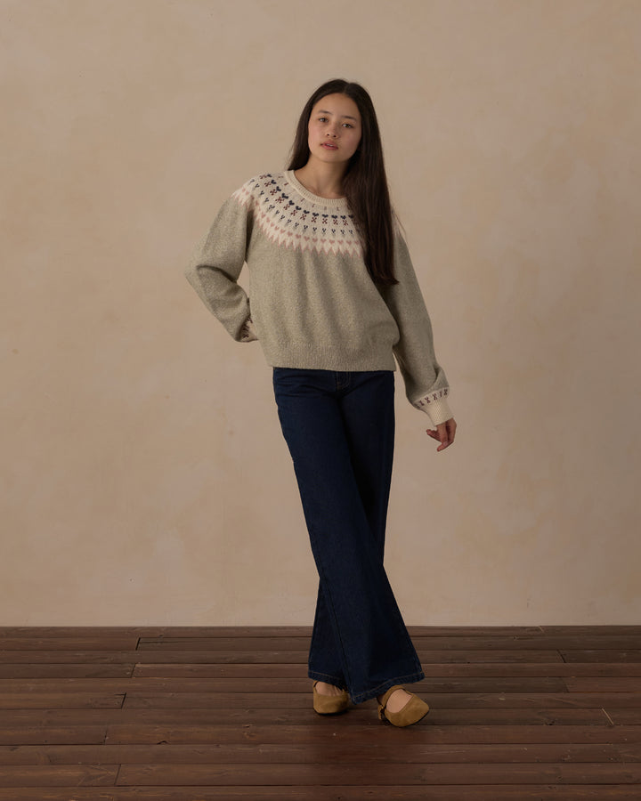 Rylee + Cru Teen Fair Isle Sweater - Sage