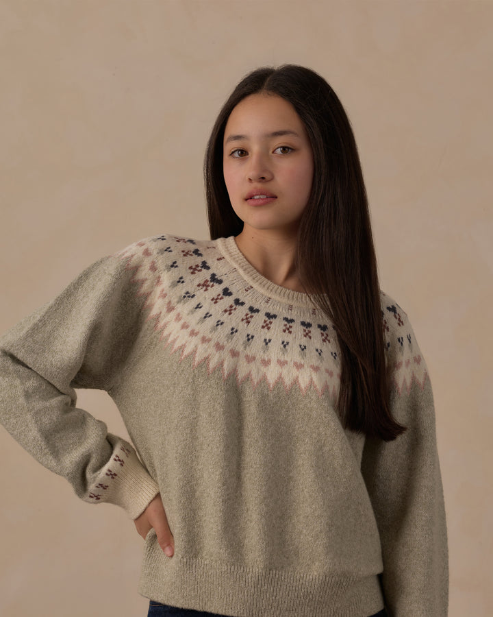 Rylee + Cru Teen Fair Isle Sweater - Sage