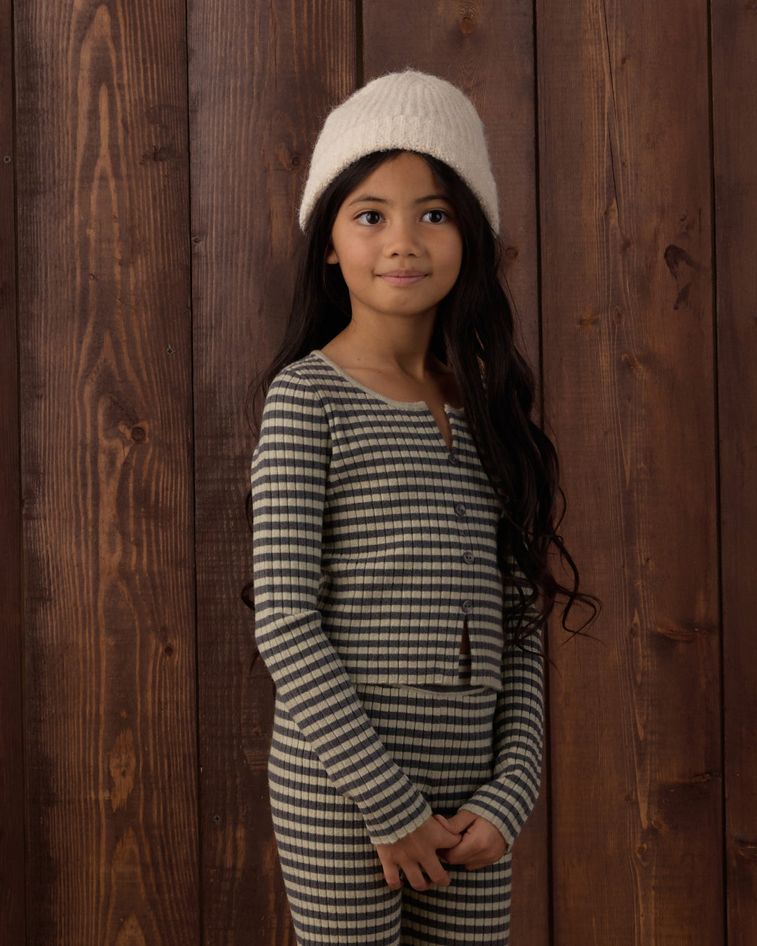 Rylee + Cru Flare Rib Knit Pant - Midnight Stripe