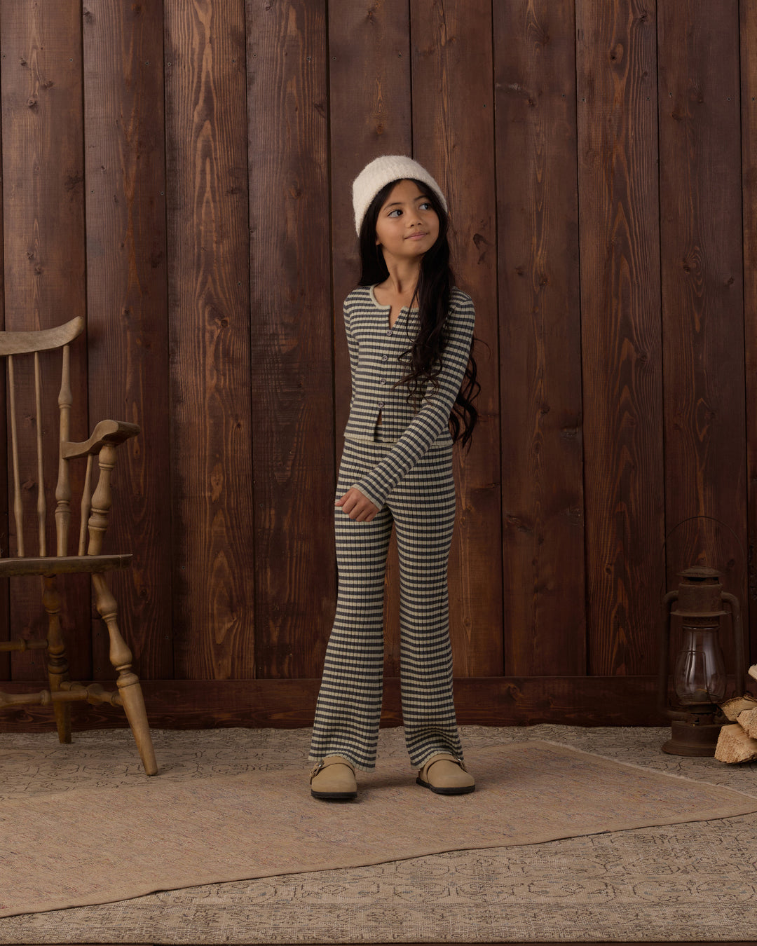 Rylee + Cru Flare Rib Knit Pant - Midnight Stripe