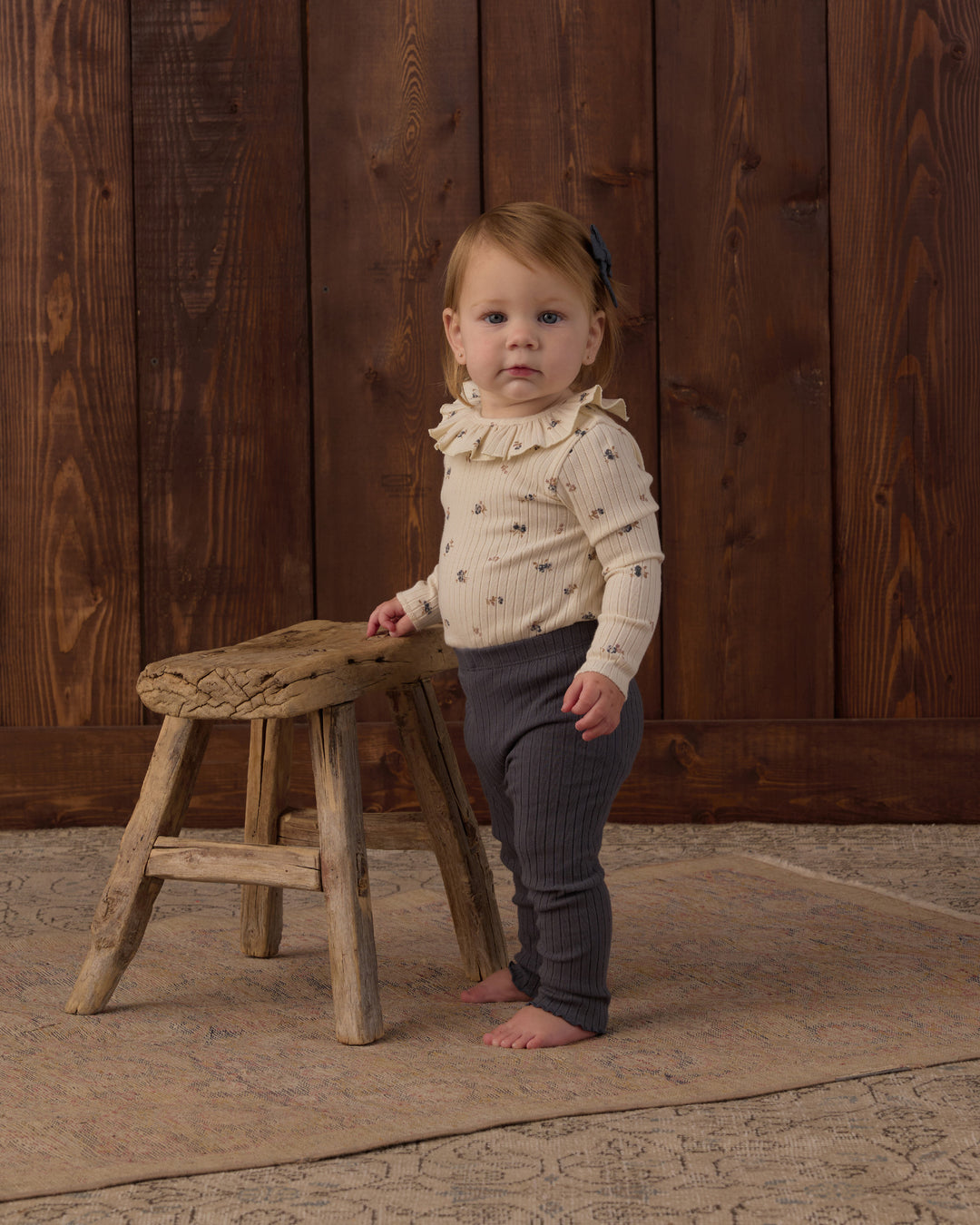 Rylee + Cru Ruffle Collar Bodysuit - Natural Ditsy