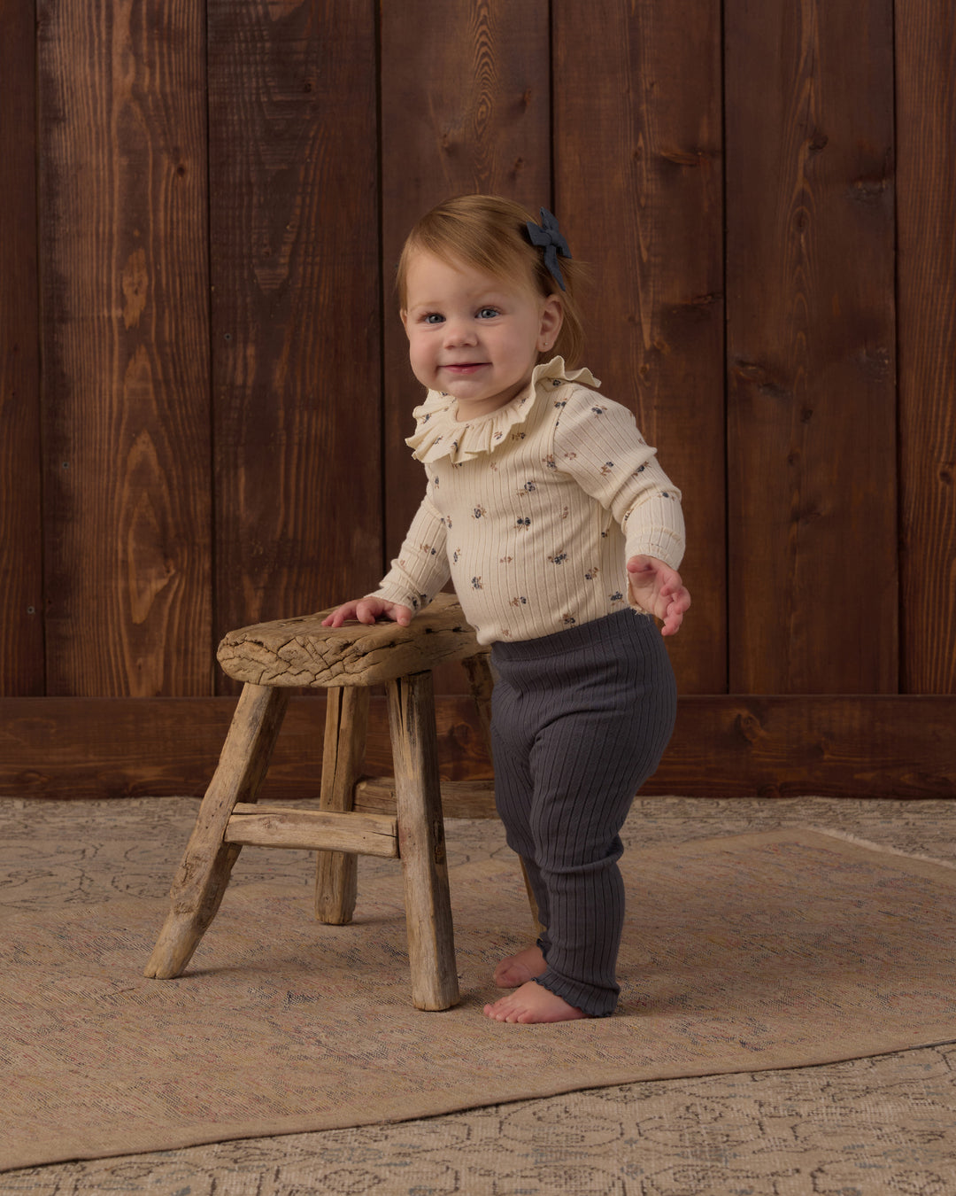 Rylee + Cru Ruffle Collar Bodysuit - Natural Ditsy