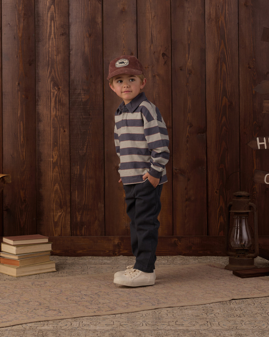 Rylee + Cru Rugby Polo - Sage Stripe