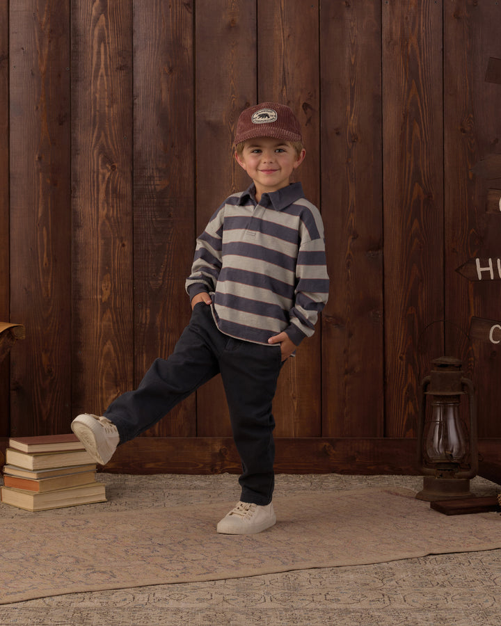 Rylee + Cru Rugby Polo - Sage Stripe