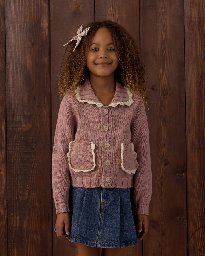 Rylee + Cru Collared Cardigan - Rosewood