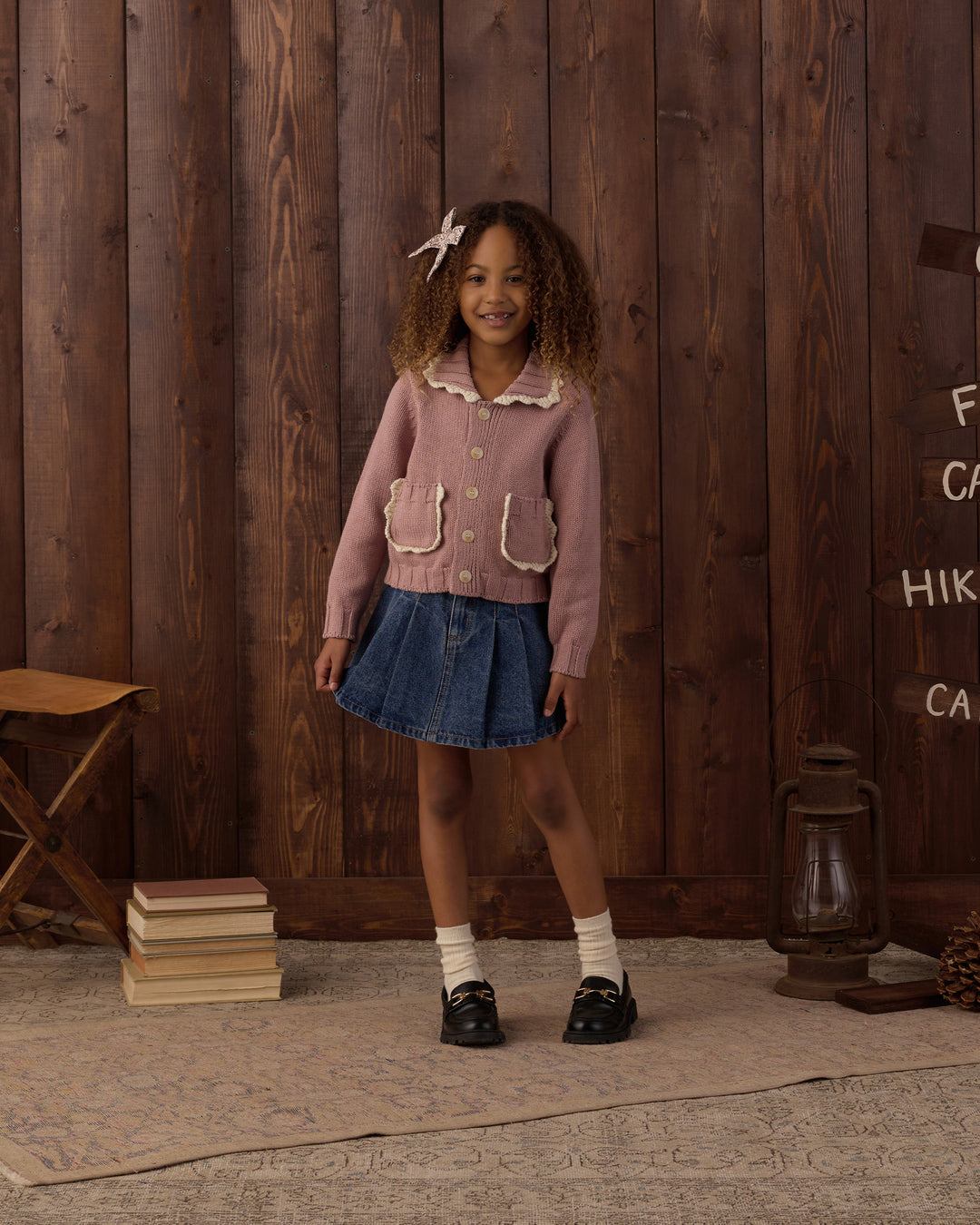 Rylee + Cru Collared Cardigan - Rosewood