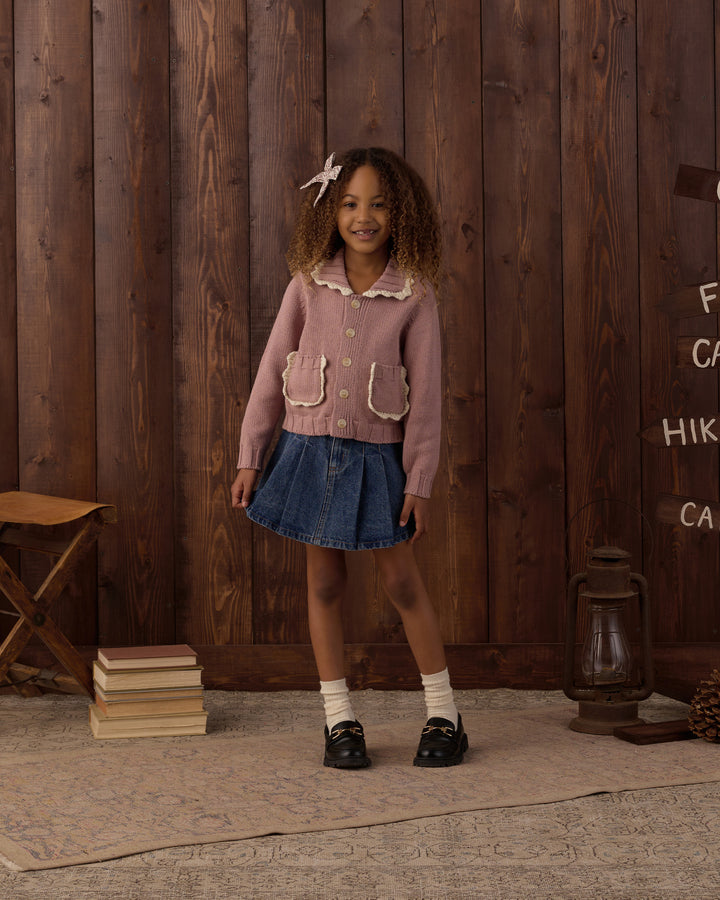 Rylee + Cru Collared Cardigan - Rosewood