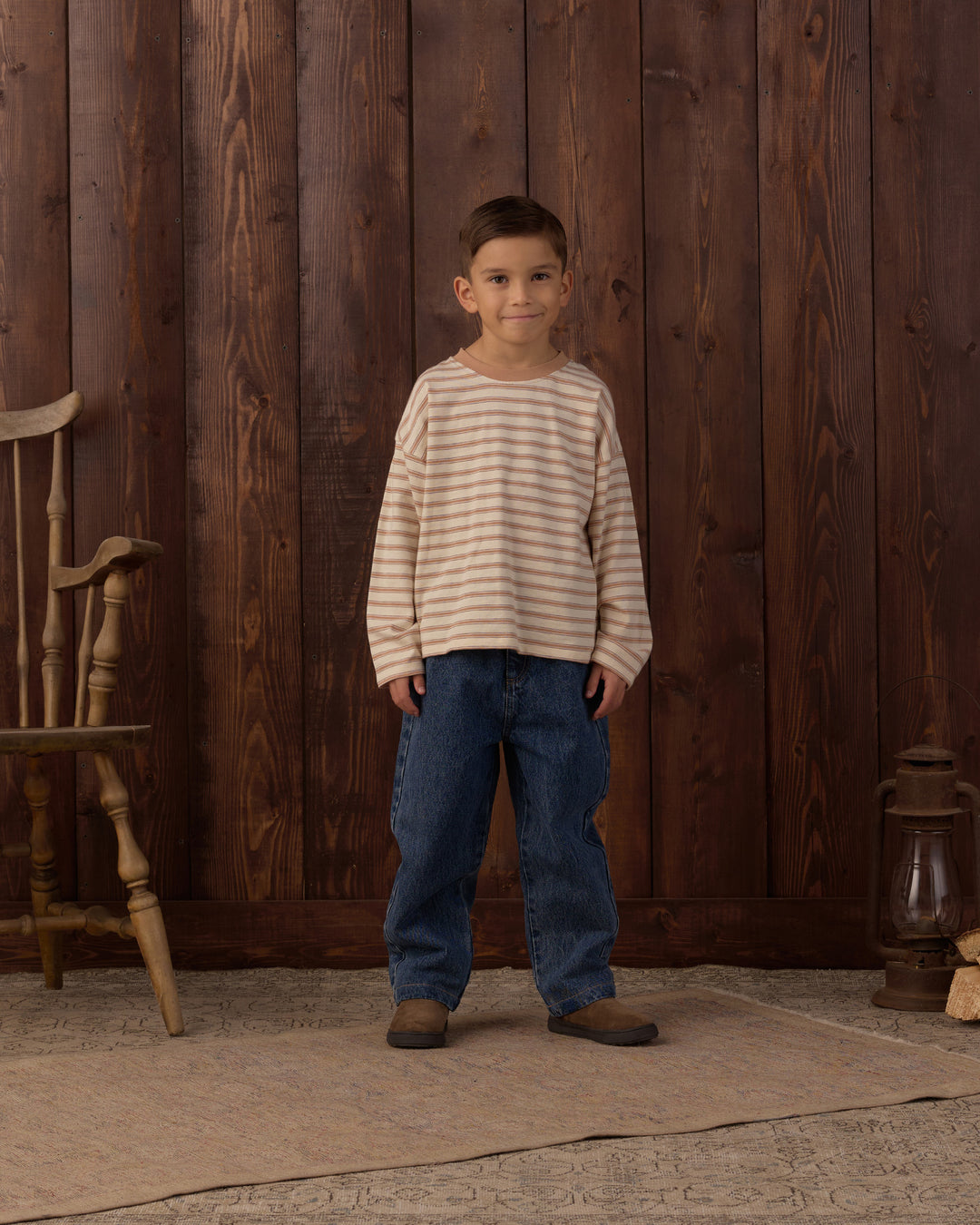 Rylee + Cru Camden Long Sleeve Tee - Fawn Stripe