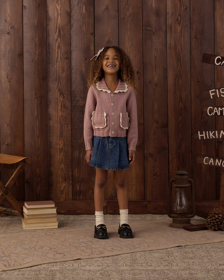 Rylee + Cru Collared Cardigan - Rosewood