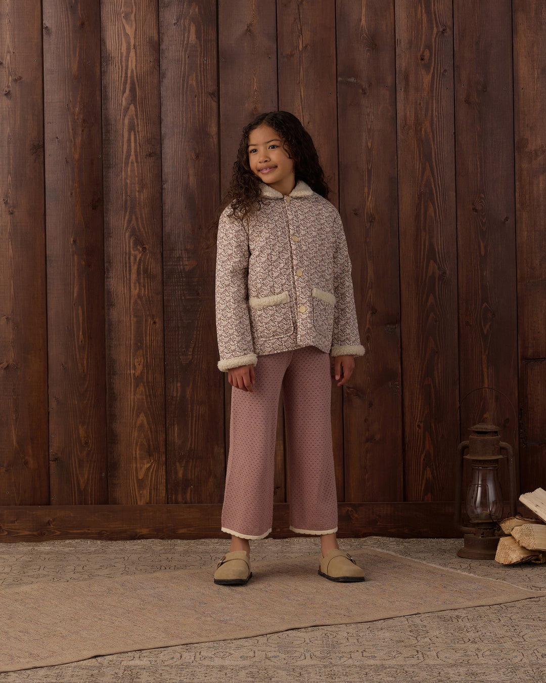 Rylee + Cru Pointelle Knit Pant - Rosewood