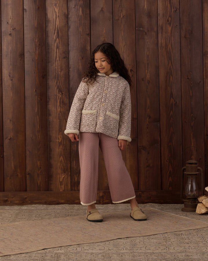 Rylee + Cru Pointelle Knit Pant - Rosewood