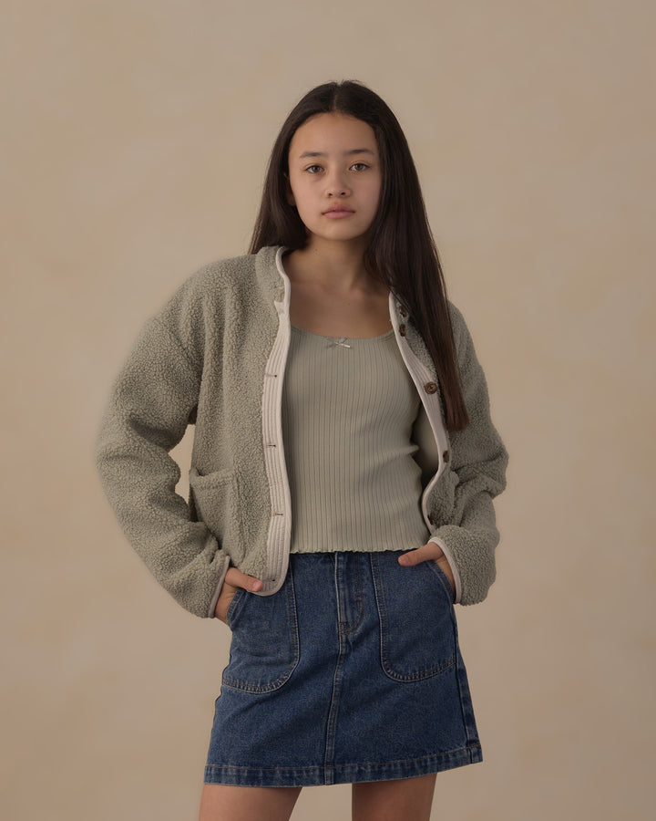 Rylee + Cru Teen Ribbed Long Sleeve Knit Tee - Sage