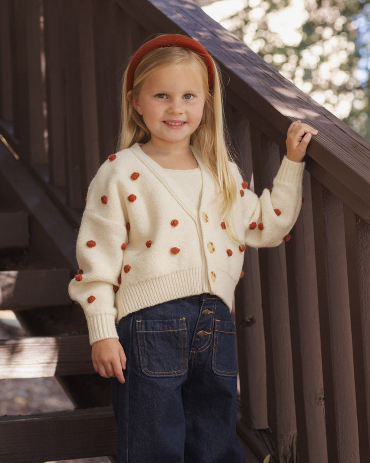 Rylee + Cru Boxy Crop Cardigan - Ruby Bobble