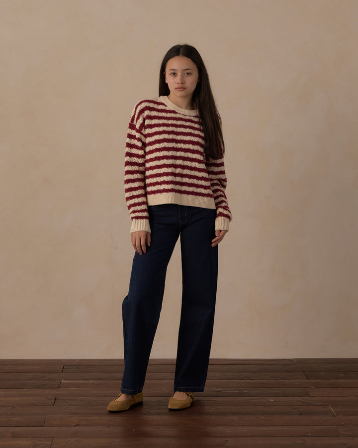 Rylee + Cru Teen Carolina Sweater - Ruby Stripe