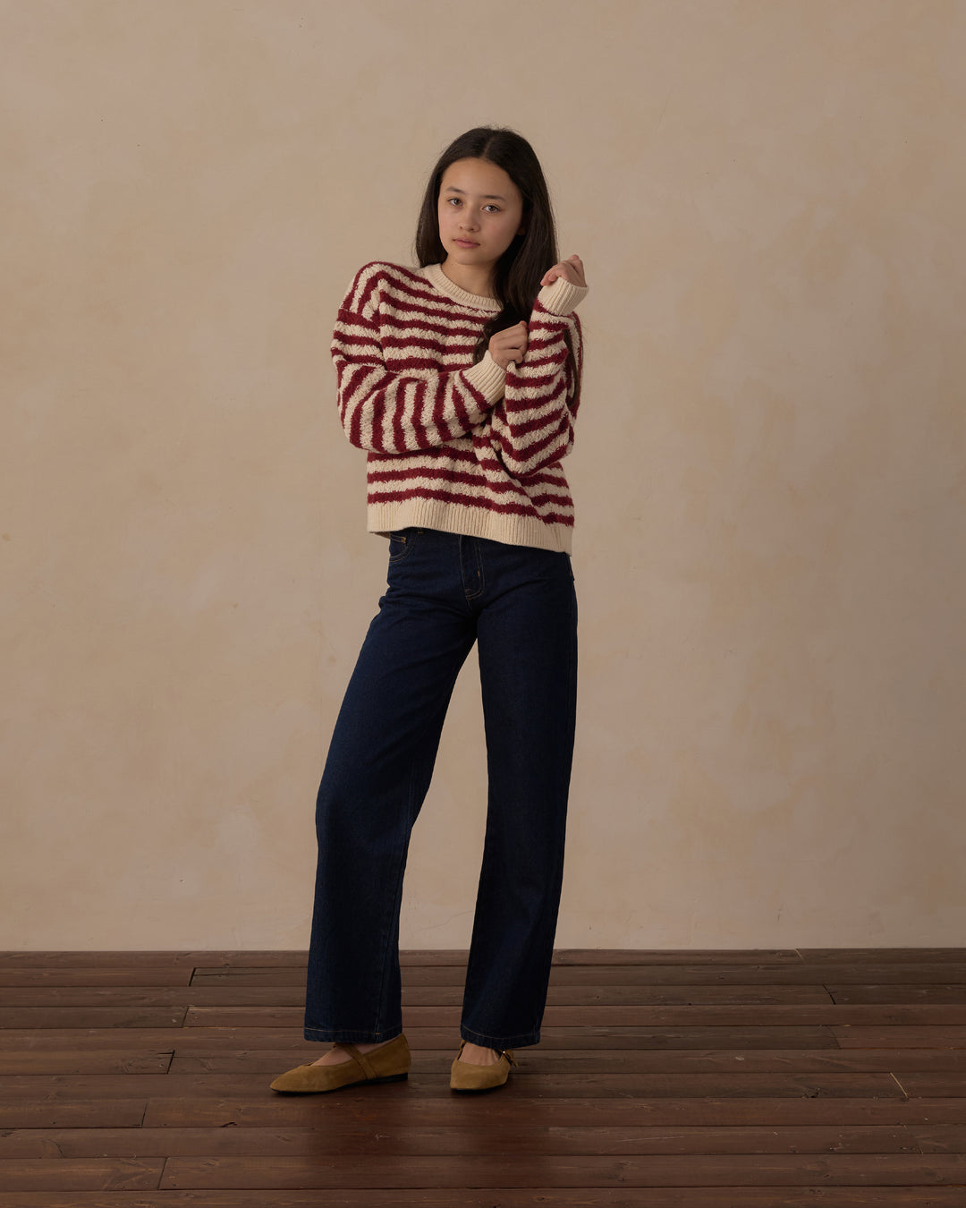 Rylee + Cru Teen Carolina Sweater - Ruby Stripe