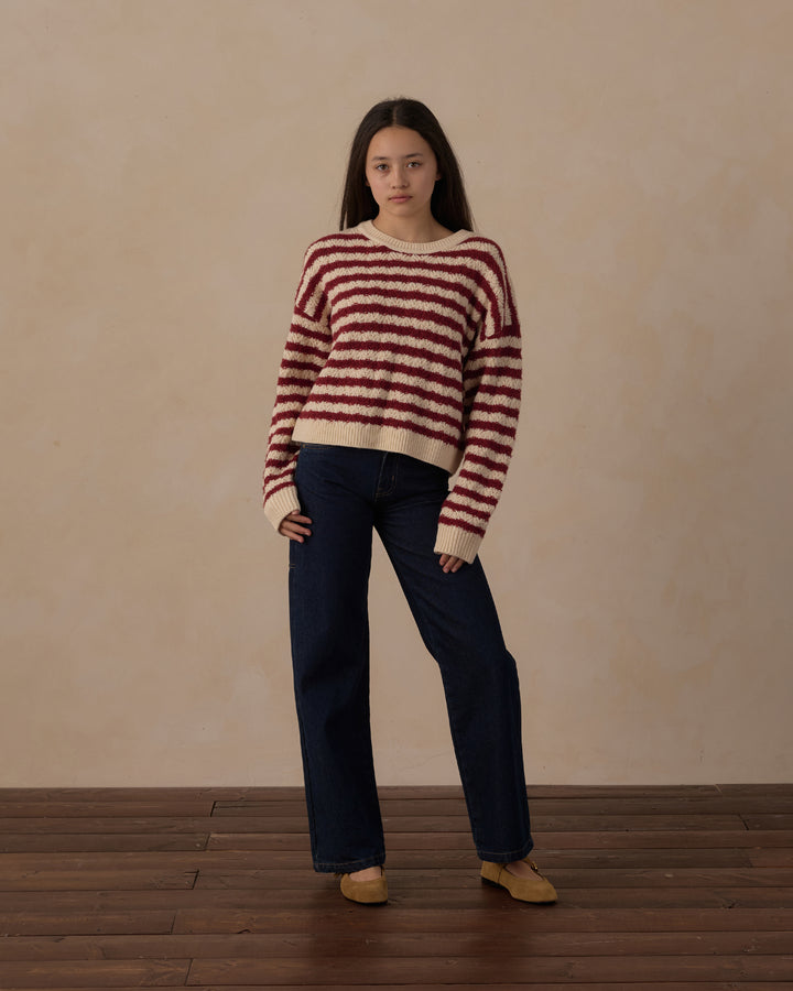 Rylee + Cru Teen Carolina Sweater - Ruby Stripe