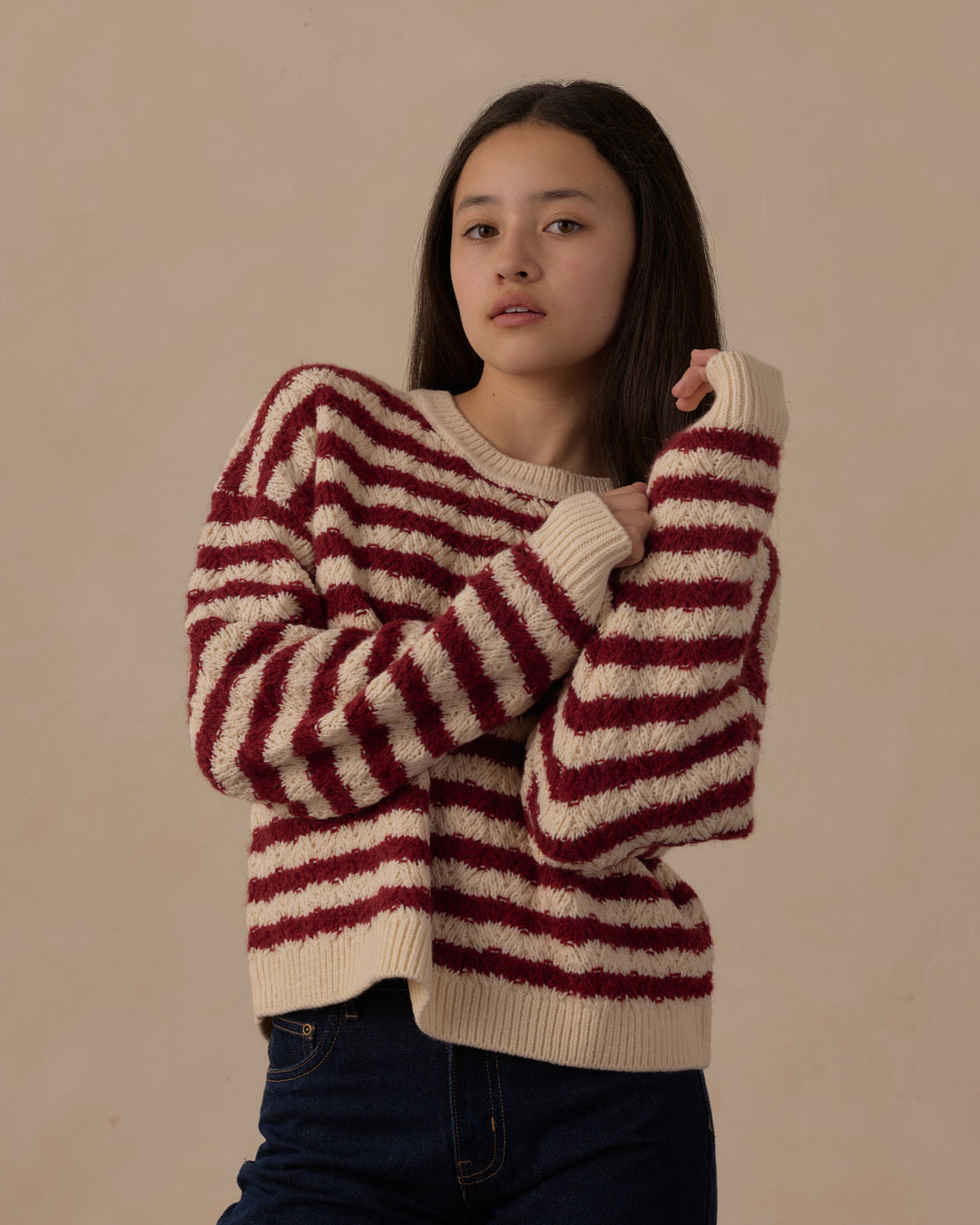 Rylee + Cru Teen Carolina Sweater - Ruby Stripe