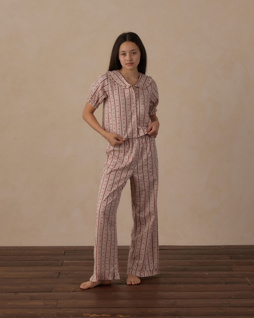 Rylee + Cru Teen Ruffle Pajamas - Candy Cane Lane