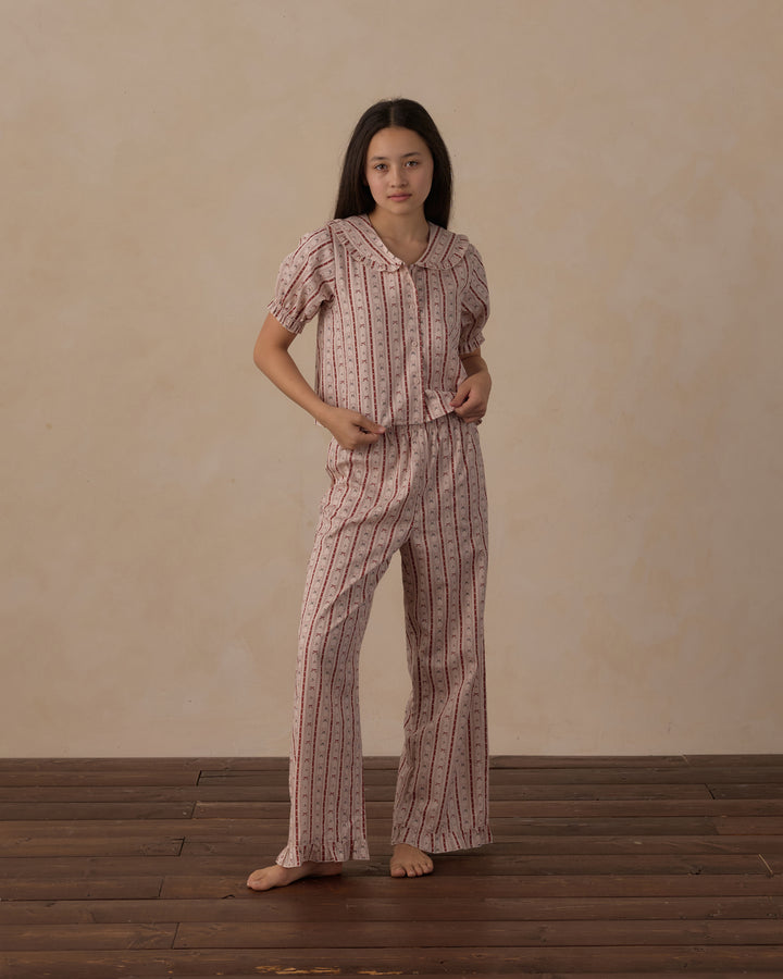 Rylee + Cru Teen Ruffle Pajamas - Candy Cane Lane