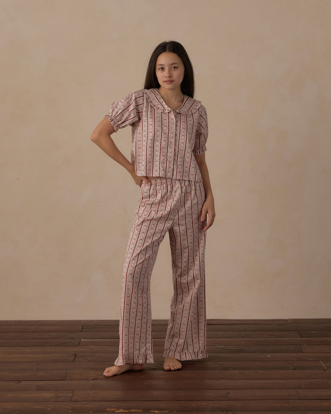 Rylee + Cru Teen Ruffle Pajamas - Candy Cane Lane