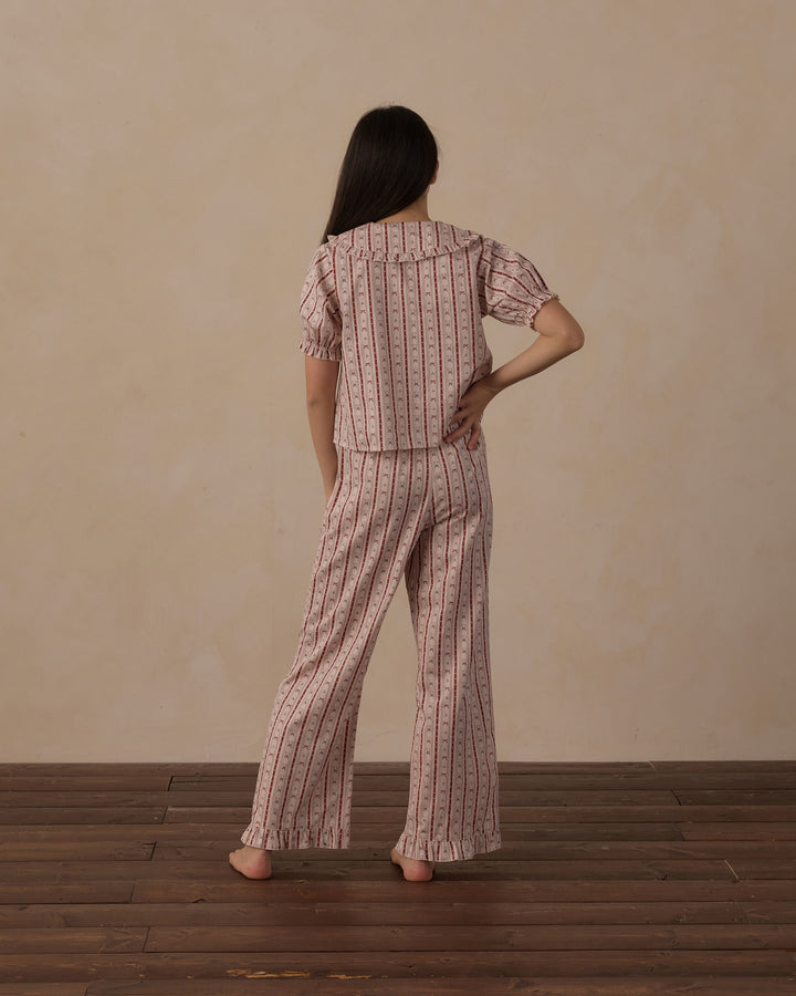 Rylee + Cru Teen Ruffle Pajamas - Candy Cane Lane