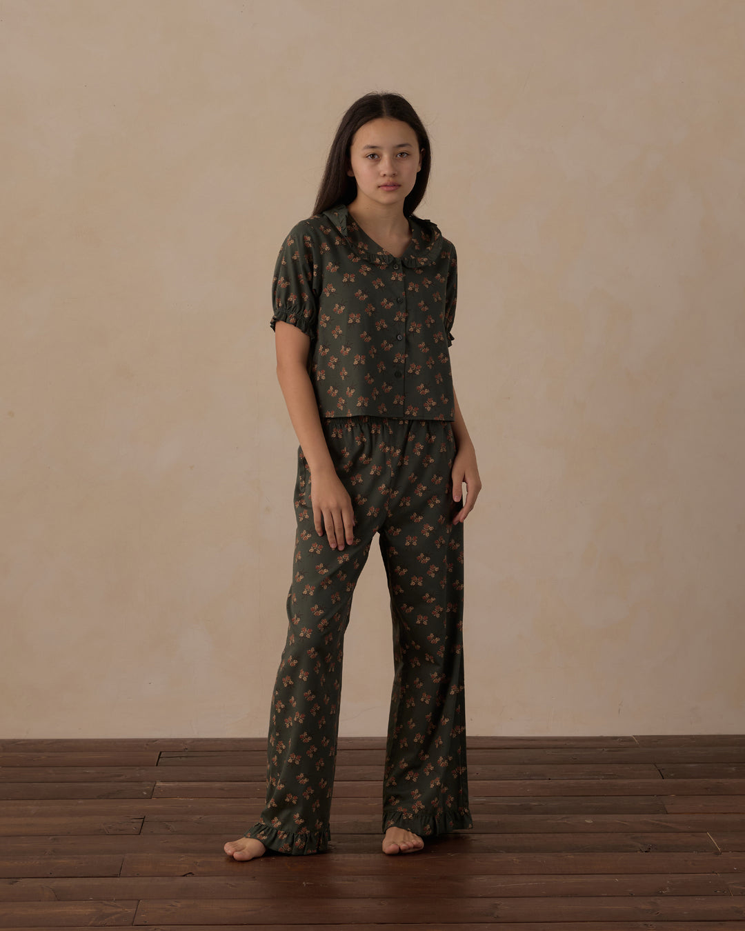 Rylee + Cru Teen Ruffle Pajamas - Evergreen Bouquet