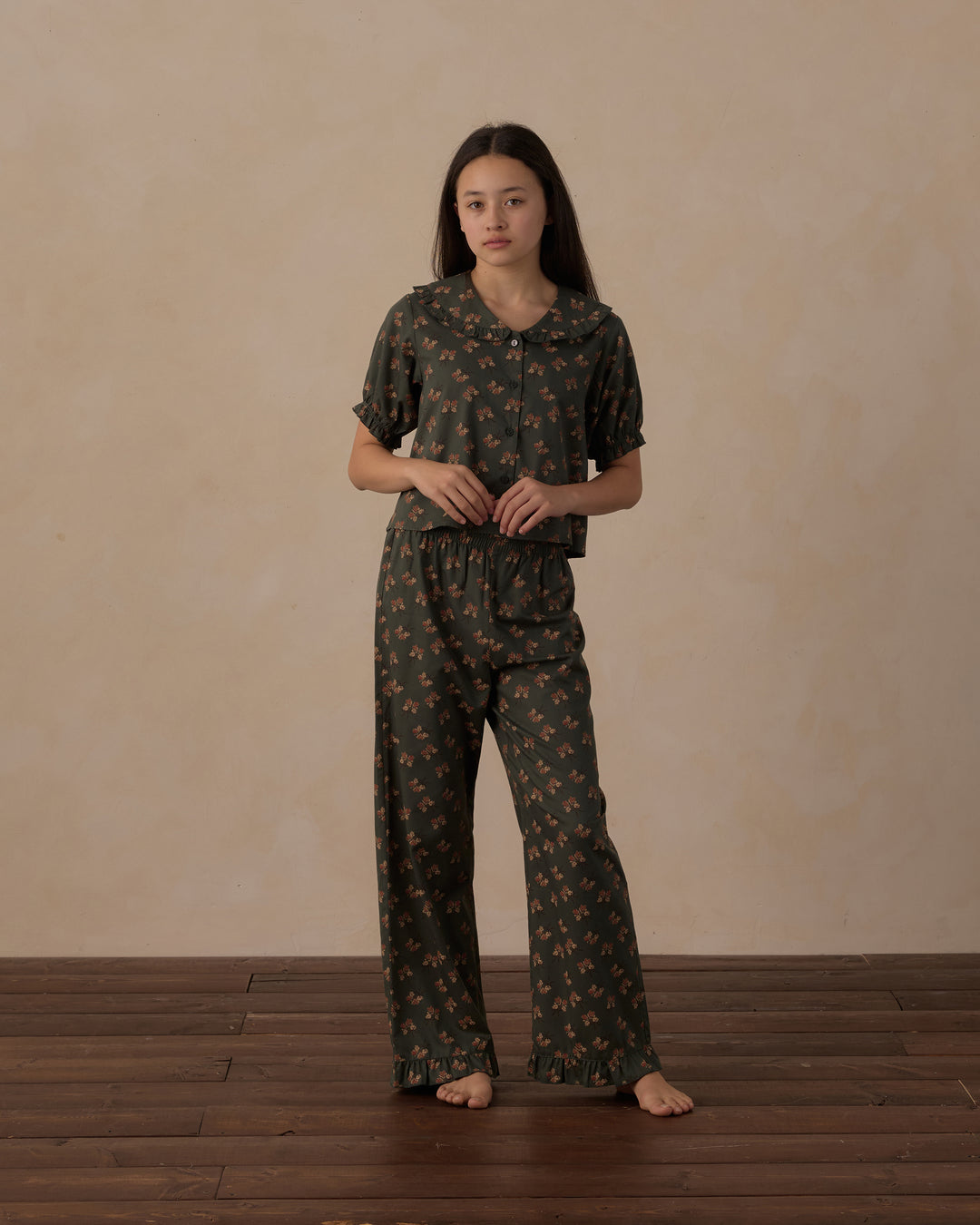 Rylee + Cru Teen Ruffle Pajamas - Evergreen Bouquet