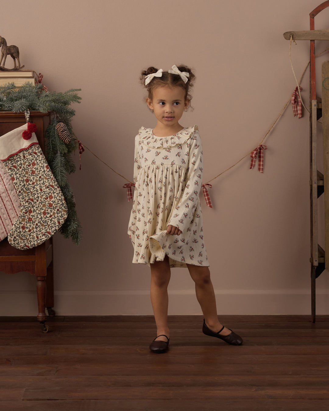 Rylee + Cru Ruffle Collar Dress - Ruby Bloom