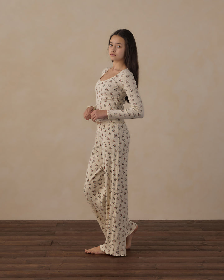 Rylee + Cru Teen Ribbed Lounge Set - Ruby Bloom