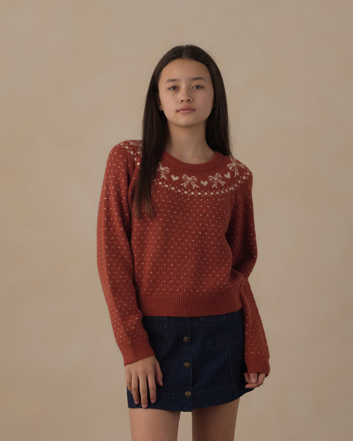 Rylee + Cru Teen Fair Isle Sweater - Ruby
