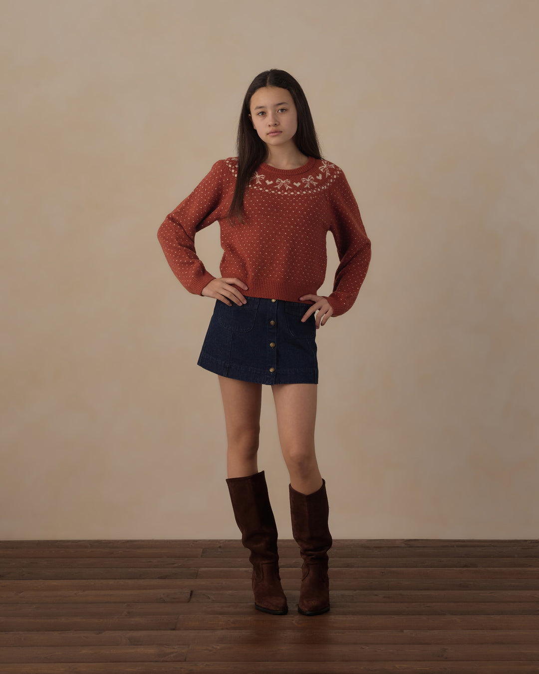 Rylee + Cru Teen Fair Isle Sweater - Ruby