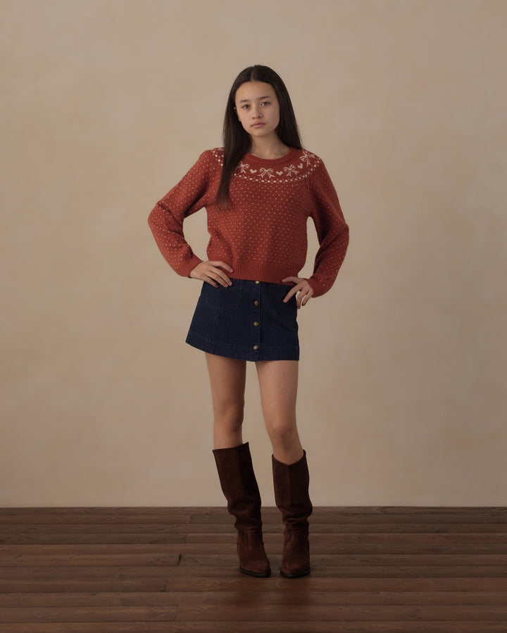 Rylee + Cru Teen Fair Isle Sweater - Ruby