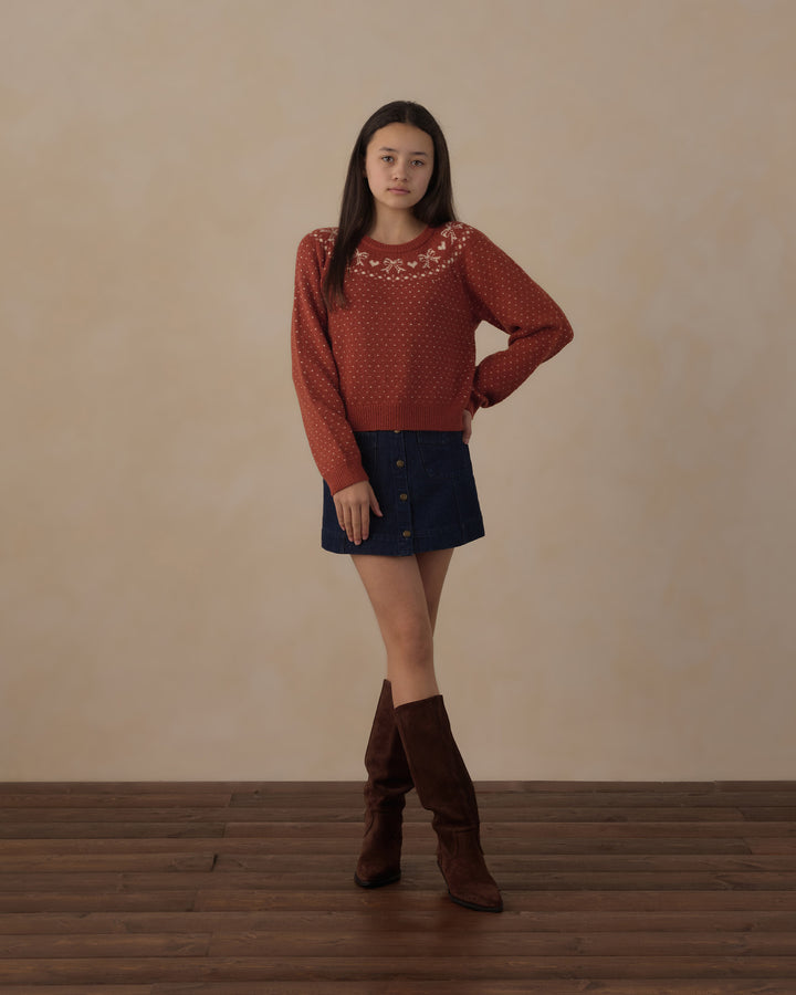 Rylee + Cru Teen Fair Isle Sweater - Ruby